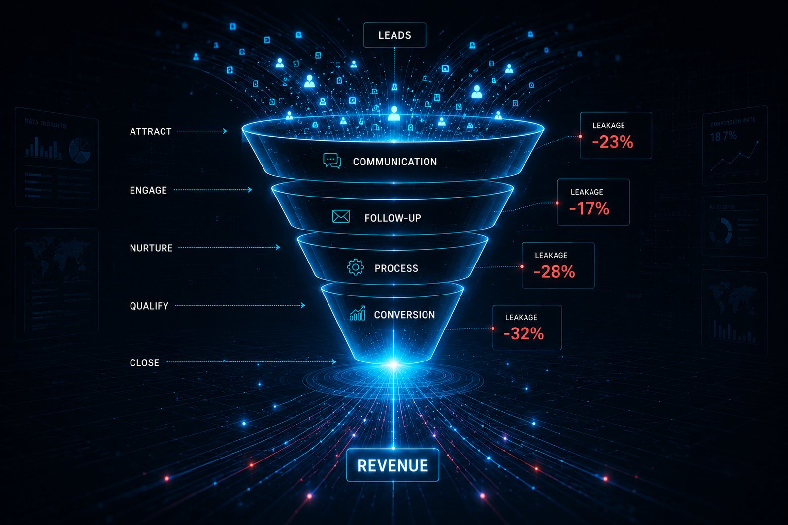 Revenue conversion funnel visual